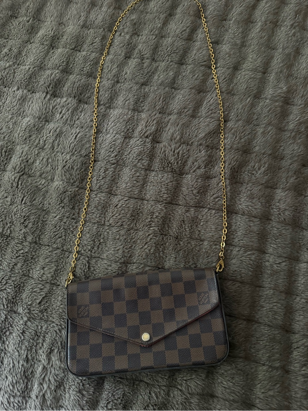 Louis Vuitton Brown Check Crossbody with Gold Chain